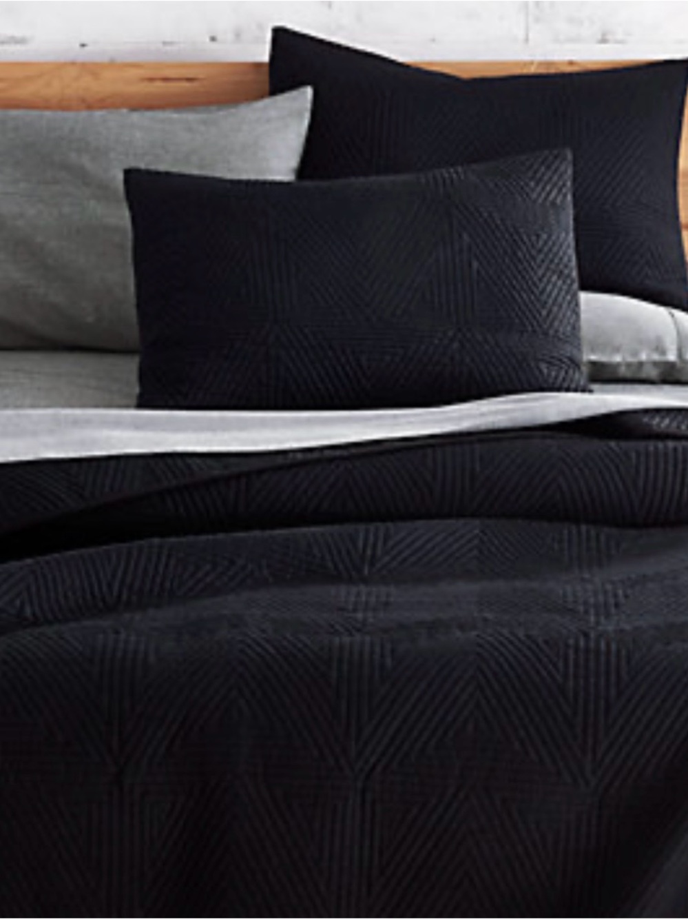 Black Quilted Coverlet Set with Pillow Shams - CB2